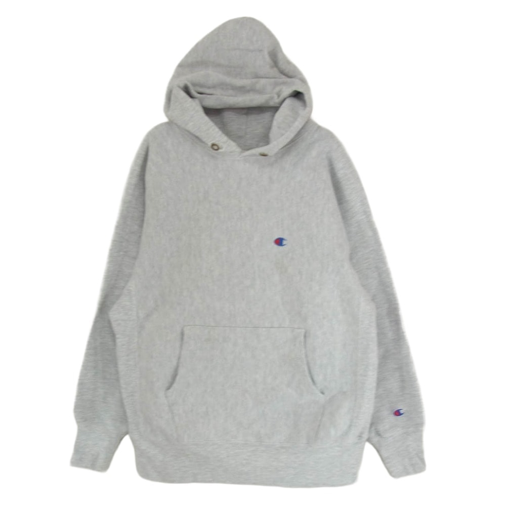 Champion チャンピオン パーカー 90s 刺繍タグ REVERSE WEAVE リバースウィーブ 無地 目付  グレー フーディ パーカー グレー系 L【中古】