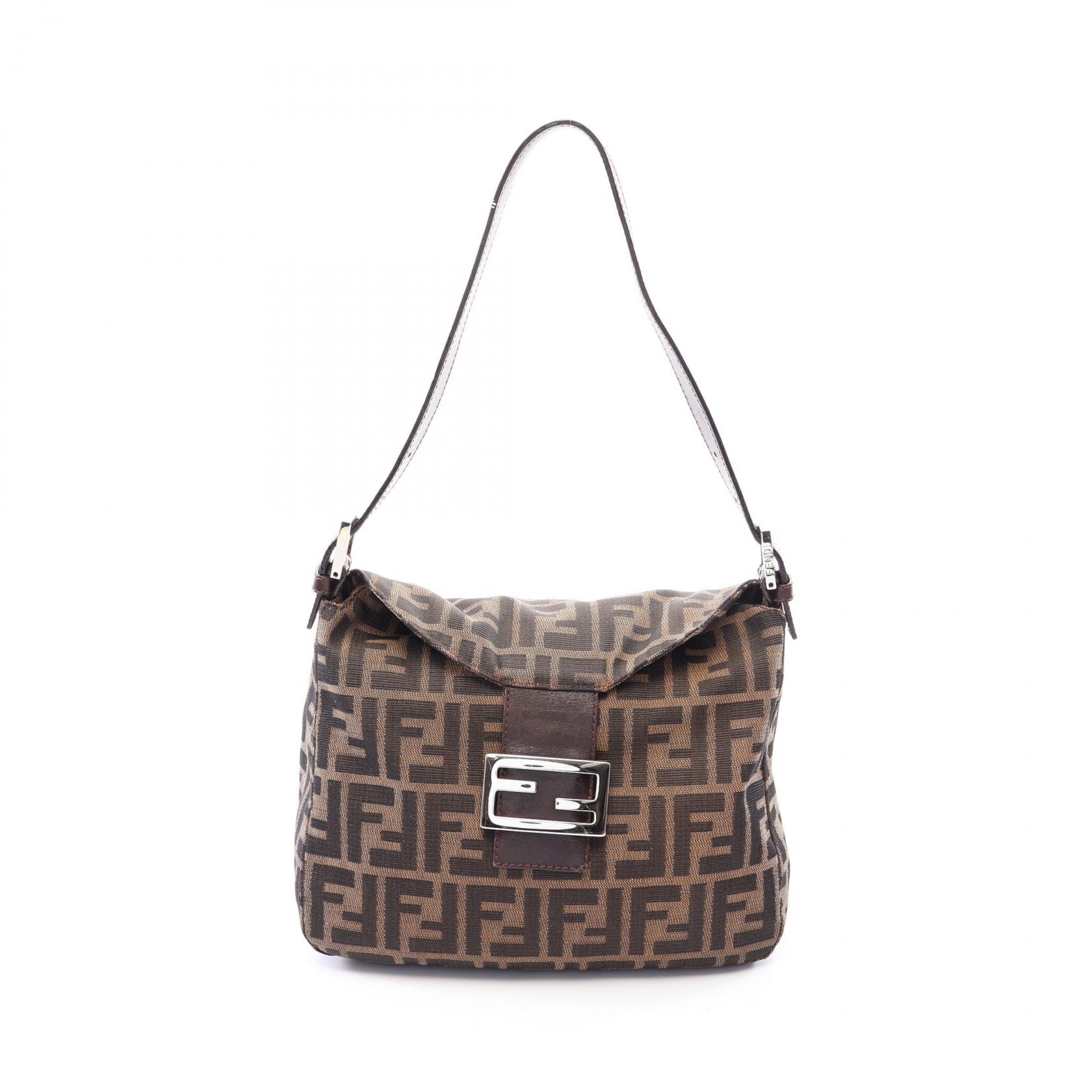 フェンディ FENDI ズッカ ショルダーバッグ バッグ キャンバス レザー レディース ブラウン系 【中古】