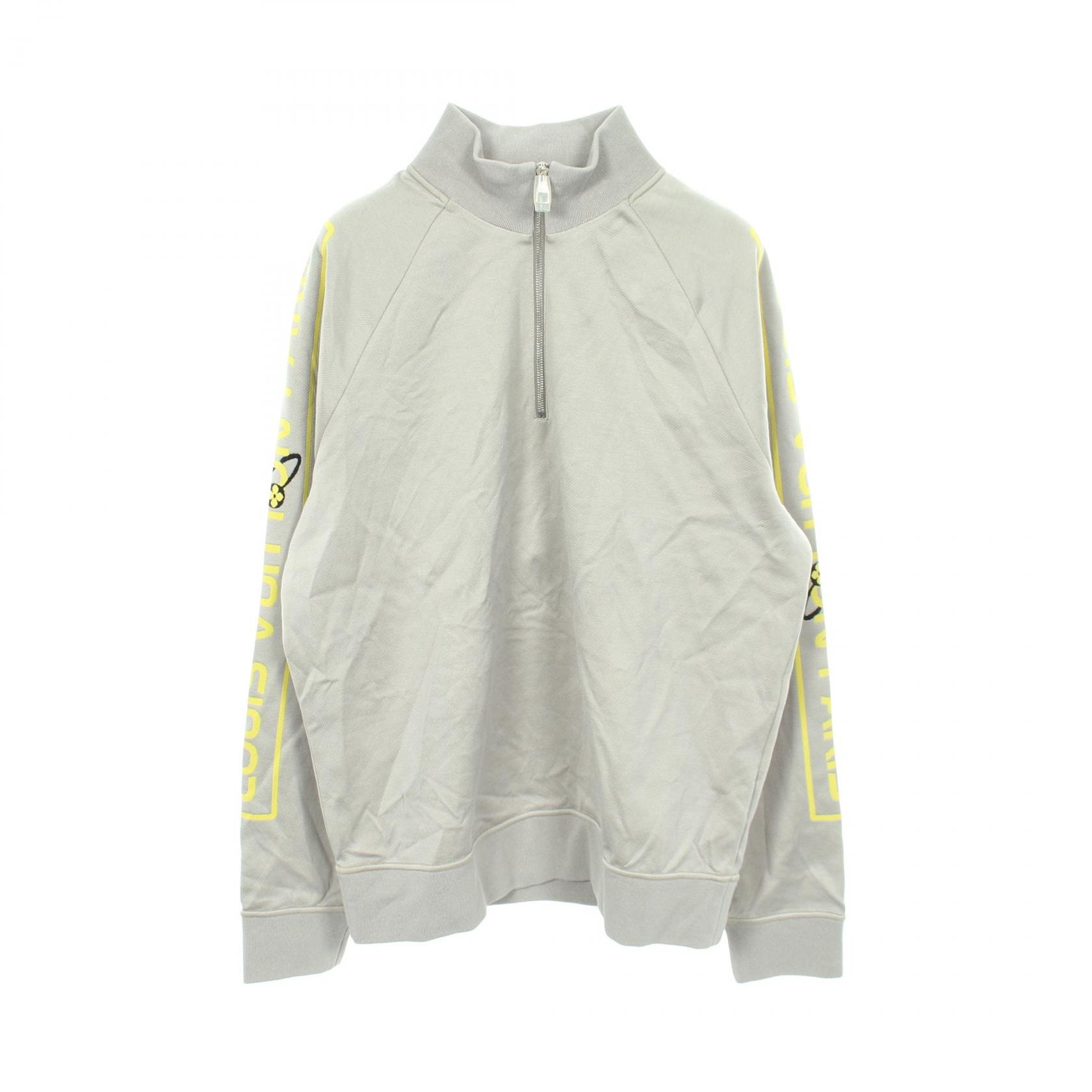 ルイ・ヴィトン LOUIS VUITTON アームロゴ ハーフジップ スウェット 衣料品 トップス コットン ナイロン グレー メンズ グレー系 / イエロー系 【中古】