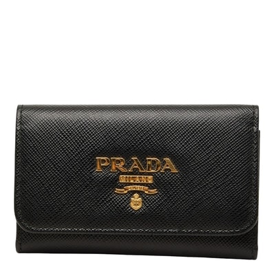 プラダ サフィアーノ 4連 キーケース 1PG004 ブラック NERO レザー レディース PRADA 【中古】