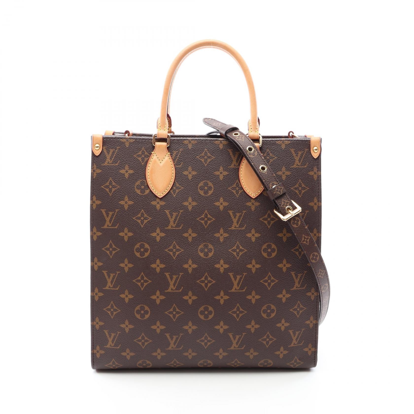 ルイ・ヴィトン LOUIS VUITTON サックプラ PM 2WAY トートバッグ バッグ PVCコーティングキャンバス レザー モノグラム レディース ブラウン系 M45848 【中古】
