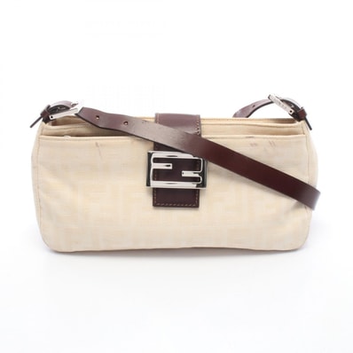 フェンディ FENDI ズッカ マンマバケット ショルダーバッグ バッグ キャンバス レザー レディース ベージュ系 / ブラウン系 【中古】