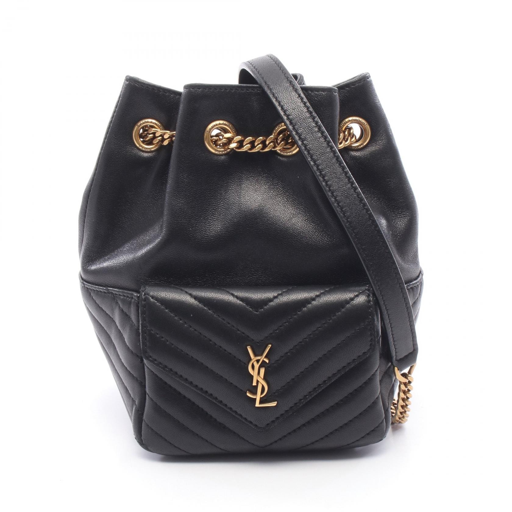 サンローランパリ SAINT LAURENT PARIS ジョー ミニ バケットバッグ ショルダーバッグ バッグ レザー レディース ブラック系 【中古】