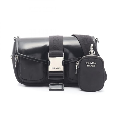 プラダ PRADA ショルダーバッグ バッグ ナイロン/レザー レディース ブラック系 1BD295 【中古】