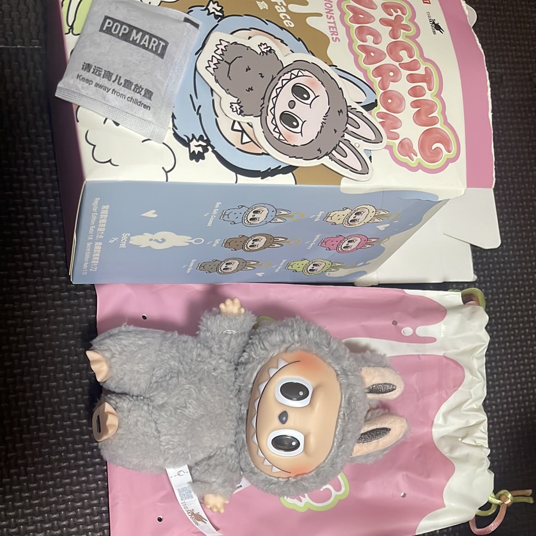 POP MART THE MONSTERS (LABUBU) Exciting Macaron Plush Series SESAME BEAN