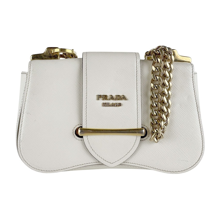 プラダ PRADA ショルダーバッグ レザー ホワイト レディース【中古】 z10040