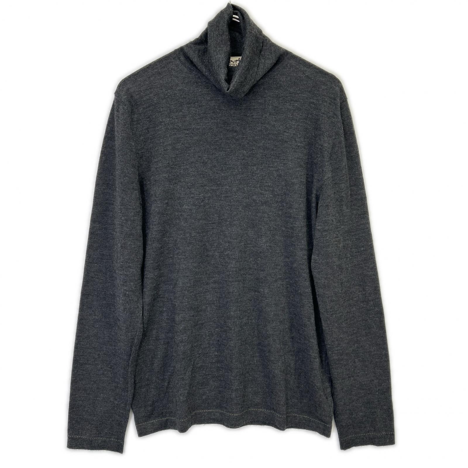 エルメス チャコールグレー カシミヤ100 タートルネックニット M