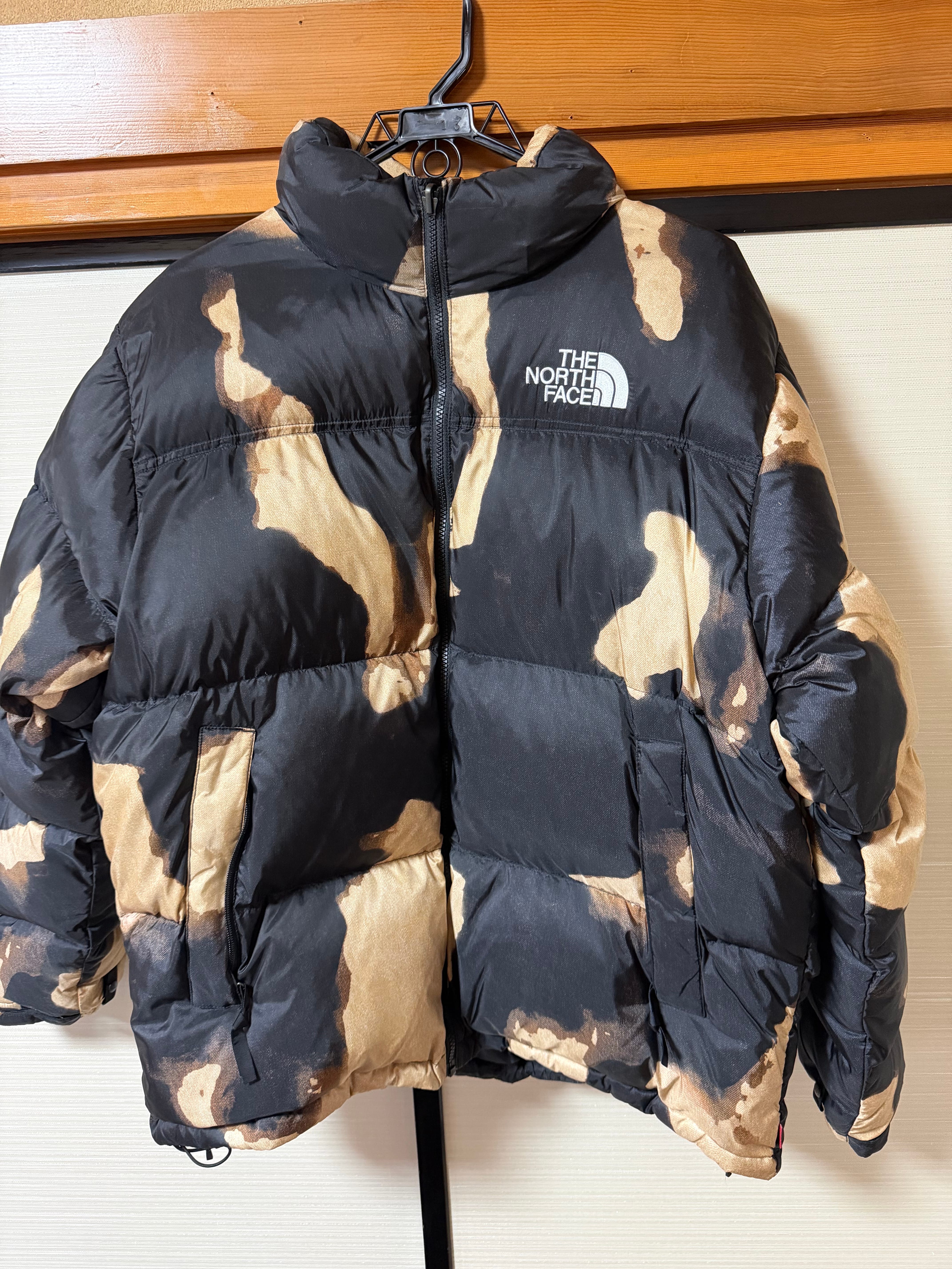 Supreme x The North Face Bleached Denim Print Nuptse Jacket "Black"