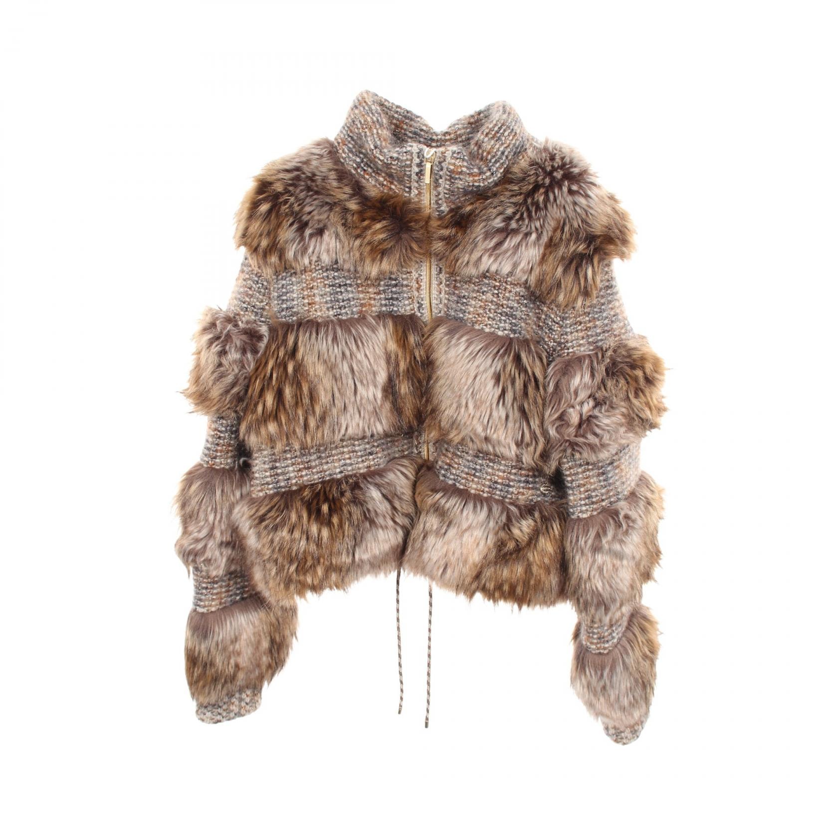 シャネル CHANEL ココマークボタン ファーブルゾン 衣料品 アウター カシミヤ モヘヤ レディース ブラウン系 / ベージュ系 P60098K07871 【中古】