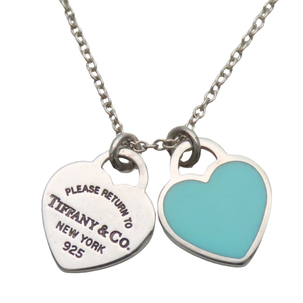 【中古】 ティファニー ネックレス リターントゥ ダブルハートタグ シルバー925 約2.6g シルバー ティファニーブルー ペンダント 可愛い アクセサリー レディース 女性 TIFFANY&Co.