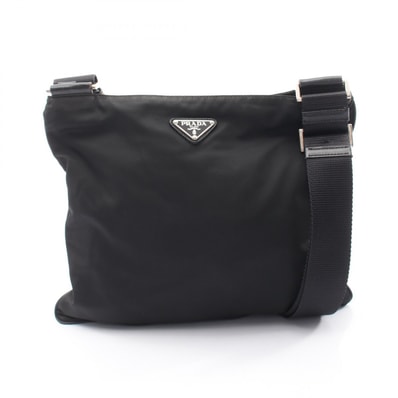 プラダ PRADA トライアングルロゴ ショルダーバッグ バッグ ナイロン サフィアーノレザー レディース ブラック系 VA0053 【中古】