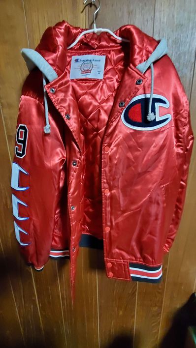 Supreme / Champion® Hooded Satin Varsity Jacket "Red"
