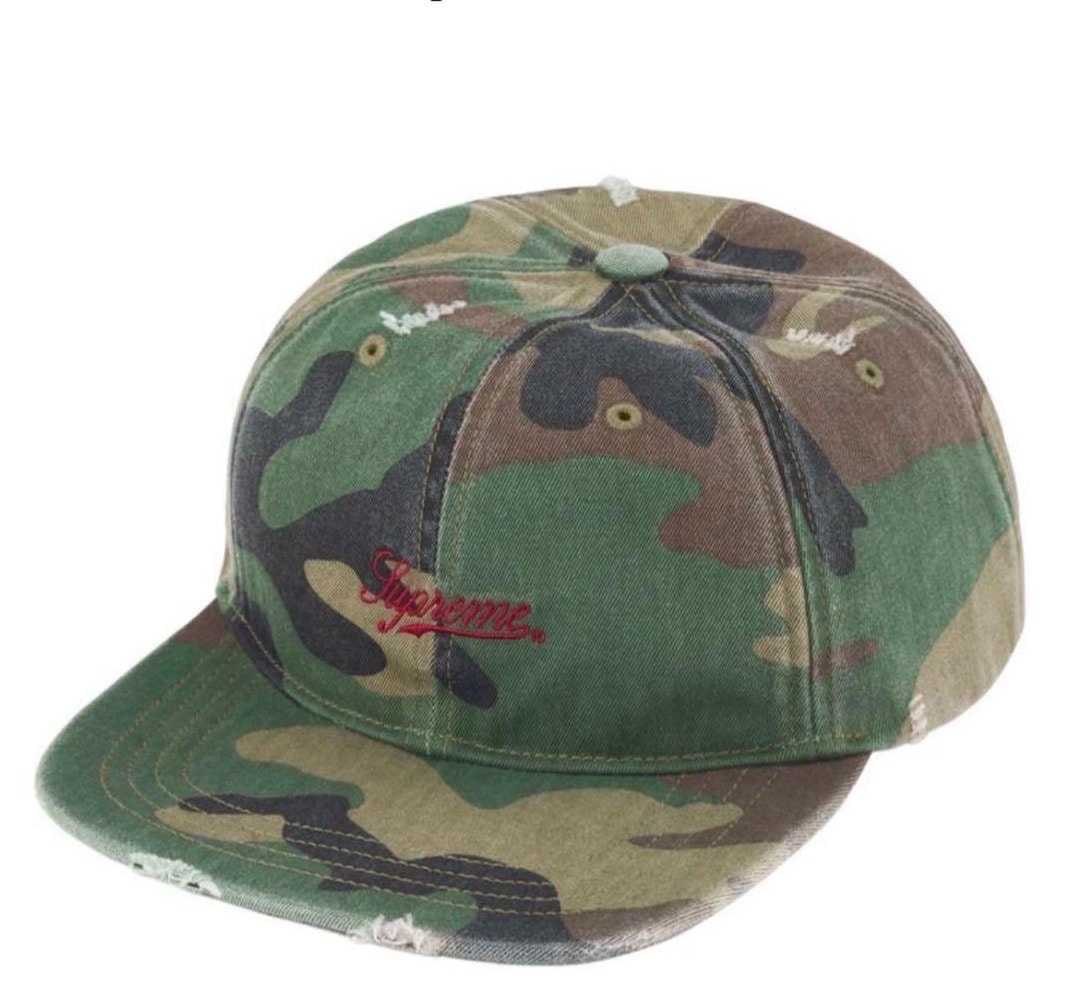 Supreme Distressed Script 6-Panel "Woodland Camo"
