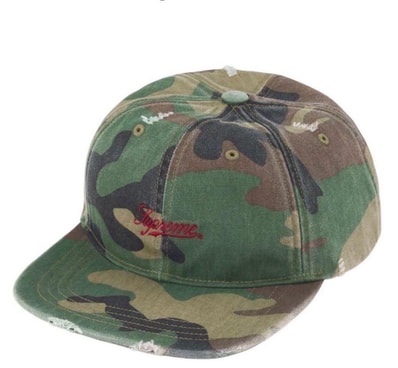 Supreme Distressed Script 6-Panel "Woodland Camo"
