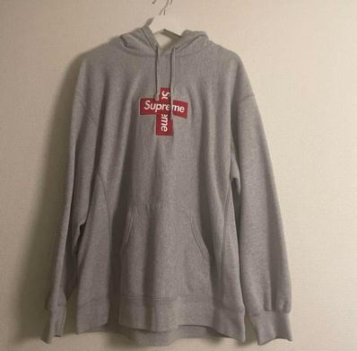 Supreme Cross Box Logo Hooded Sweatshirt "Grey"