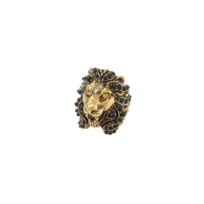 【中古】グッチ GUCCI ライオンヘッド リング・指輪 ゴールドxオレンジ【サイズ13(刻印記載)】【メンズ】