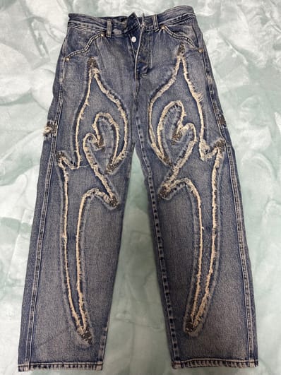 THUG CLUB Tribal Denim Pants "BLUE"