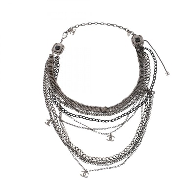 シャネル CHANEL ココマーク 10連 ネックレス ジュエリー メタル レディース シルバー系 / ブラック系 【中古】