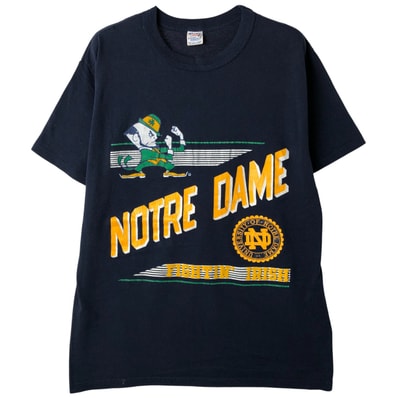 古着 80年代 チャンピオン Champion トリコタグ NORTLE DAME ノートルダム大学 ファイティングアイリッシュ スポーツプリントTシャツ USA製 メンズL相当 ヴィンテージ/eaa608065