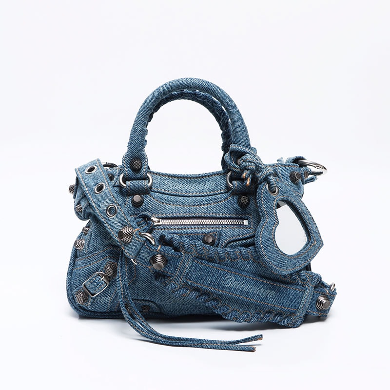 バレンシアガ BALENCIAGA ル カゴール XS デニム ジャイアント ショルダーバッグ【中古】