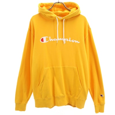 Champion チャンピオン 長袖 スウェットパーカー L イエロー