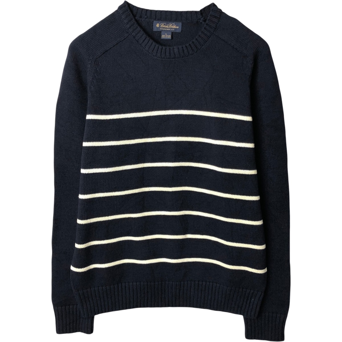 古着 ブルックスブラザーズ Brooks Brothers Est.1818 ボーダー柄 コットンニットセーター メンズL相当/eaa631968
