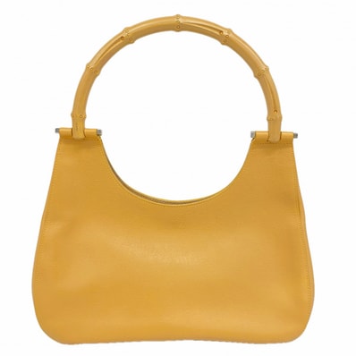 【6fd5593-k】グッチ ハンドバッグ バンブー 001 3739 レザー ベージュ シルバー金具【中古】レディース