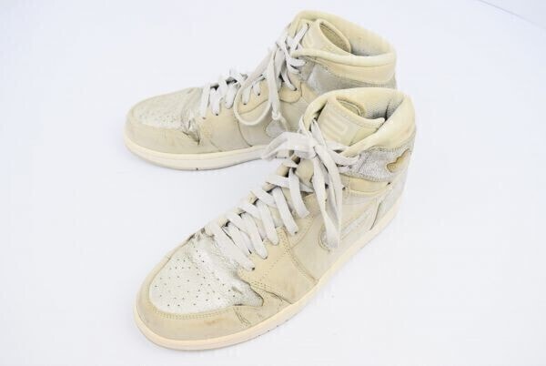 NIKE★AIR JORDAN 1 RETRO HIGH【28.0/グレー×シルバー】ハイカットスニーカー/シュリンク加工◆F-48