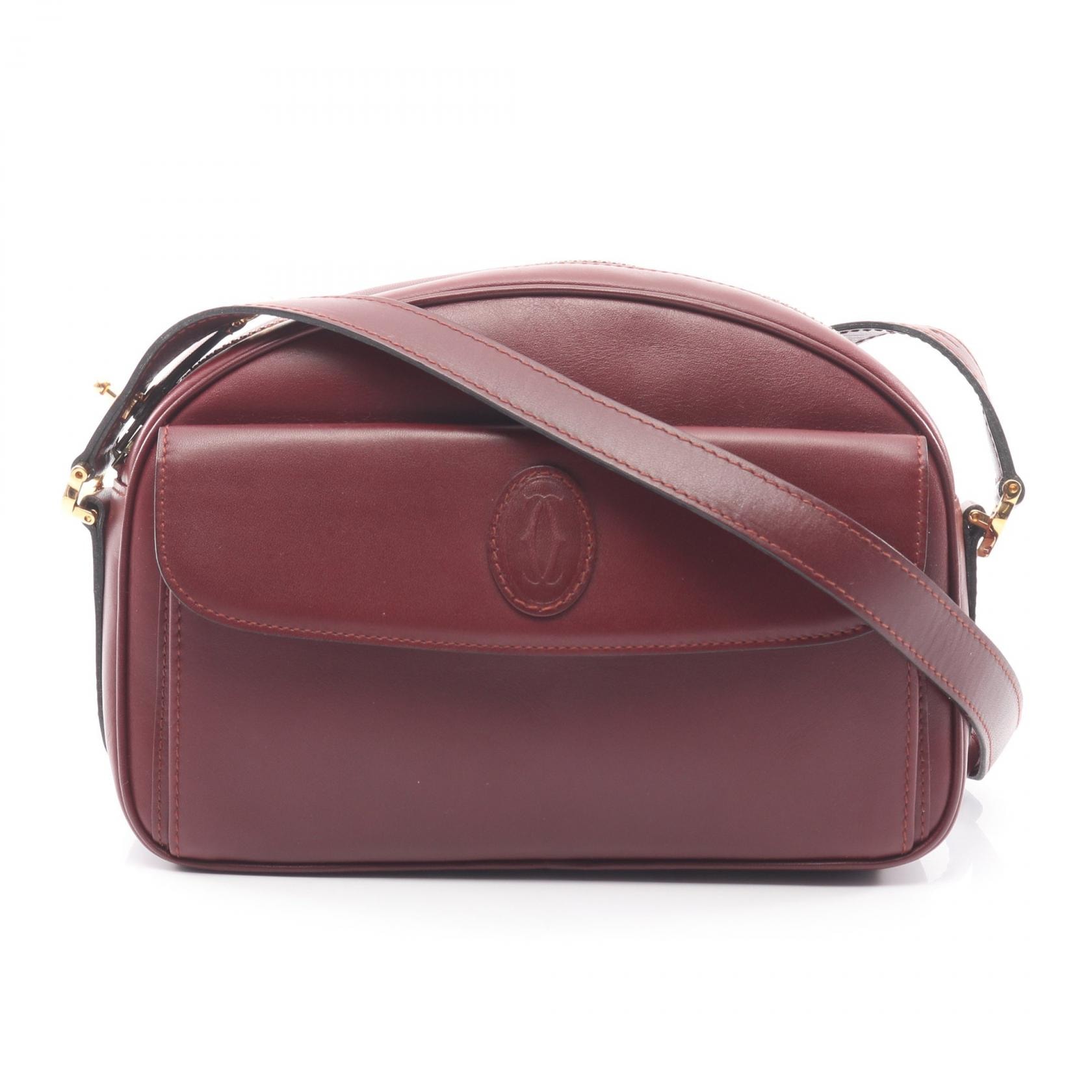 カルティエ CARTIER マストライン ショルダーバッグ バッグ レザー レディース ボルドー系 【中古】