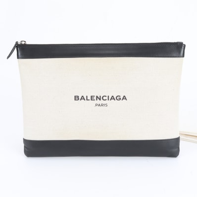 ■美品 バレンシアガ ネイビークリップ M 420407 セカンドバッグ