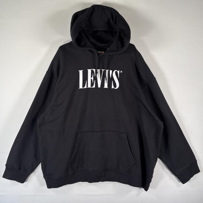 古着 リーバイス Levi's パーカー スウェット プルオーバー ビッグロゴプリント 大きいサイズ 14041 ブラック メンズ