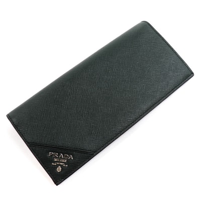 PRADA プラダ サフィアーノレザー財布 長財布 エメラルドグリーン 2MV836_QME_F077U IC メンズ【中古】【美品】