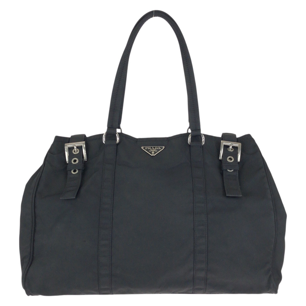 PRADA プラダ テスート 三角ロゴプレート ブラック 黒 シルバー金具 ナイロン トートバッグ ショルダーバッグ 601694 【中古】