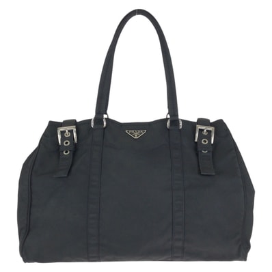 PRADA プラダ テスート 三角ロゴプレート ブラック 黒 シルバー金具 ナイロン トートバッグ ショルダーバッグ 601694 【中古】