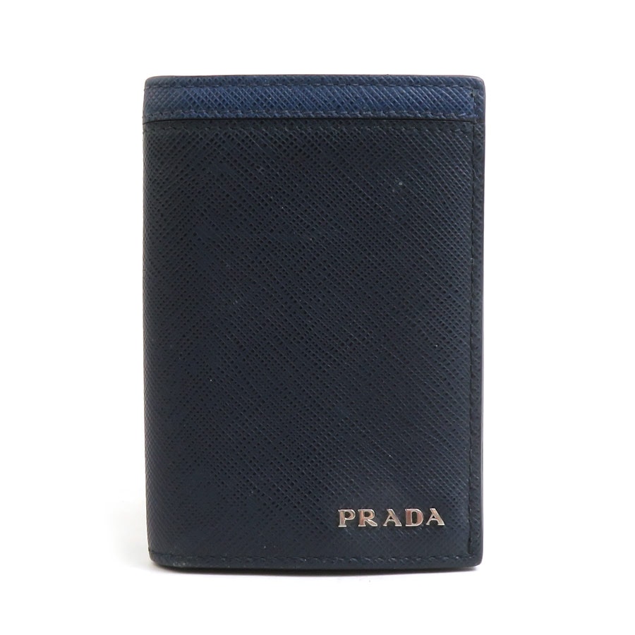 プラダ PRADA カードケース 名刺入れ レザー ネイビー メンズ 2MC945【中古】 56470a
