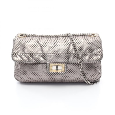 シャネル CHANEL 2.55 パンチング ショルダーバッグ バッグ レザー レディース シルバー系 【中古】