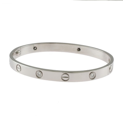 カルティエ ラブブレス ダイヤモンド ドライバー付き バングル 18金 K18ホワイトゴールド ダイヤモンド レディース CARTIER 中古