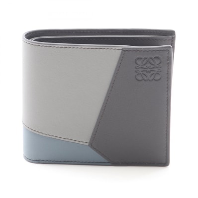 ロエベ LOEWE パズル バイフォールド 二つ折り財布 財布 レザー メンズ レディース グレー系 / ブルー系 C510501X150679 【新品】