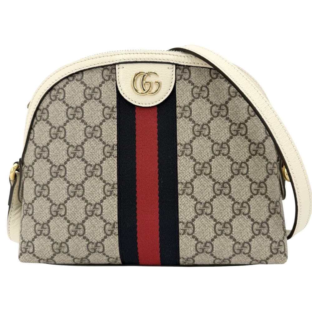 GUCCI グッチ ショルダーバッグ オフィディア ウェブストライプ ミニバッグ 肩掛け 斜め掛け 499621 GGスプリームキャンバス  レザー   ベージュ アイボリー ゴールド金具 レディース 美品【中古品】