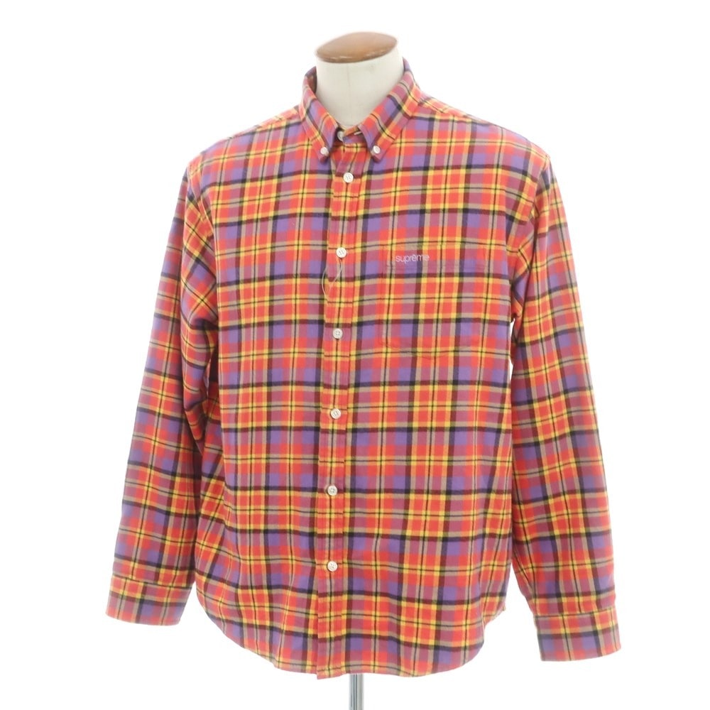 【中古】シュプリーム Supreme 2025年秋冬 Plaid Flannel Shirt チェック ボタンダウン カジュアルシャツ オレンジxパープル【サイズM】【メンズ】