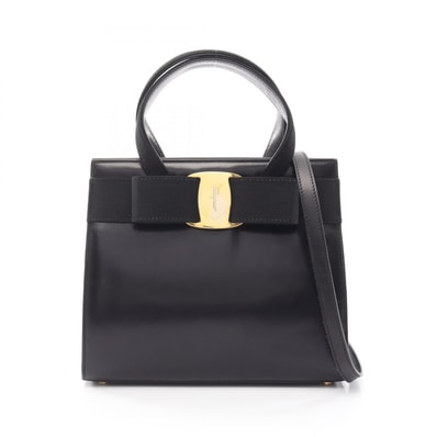サルヴァトーレフェラガモ Salvatore Ferragamo ヴァラリボン 2WAY ハンドバッグ バッグ レザー レディース ブラック系 21 4178 【中古】