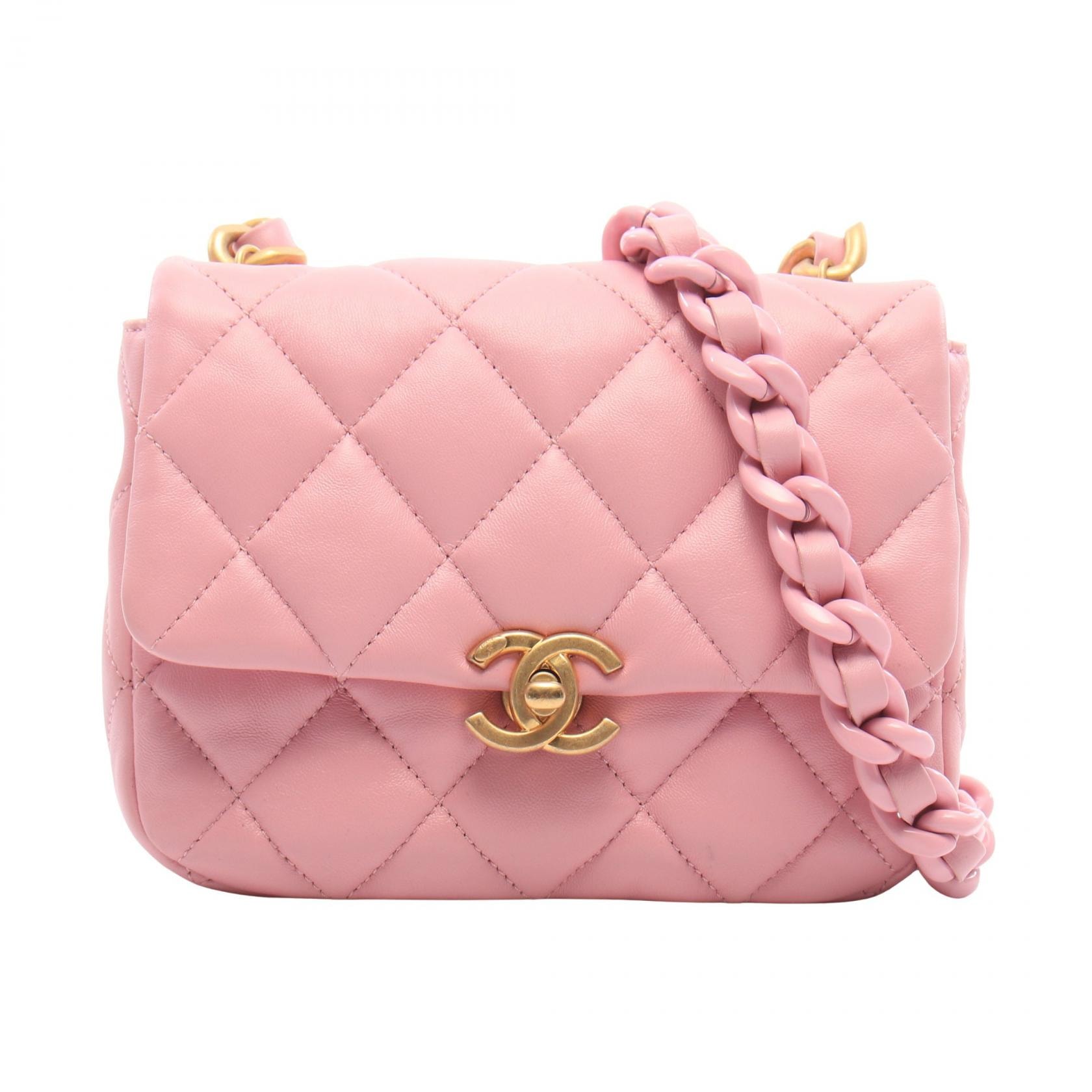 シャネル CHANEL ミニマトラッセ コンビ金具 ショルダーバッグ バッグ ラムスキン(羊革) レディース ピンク系 【中古】