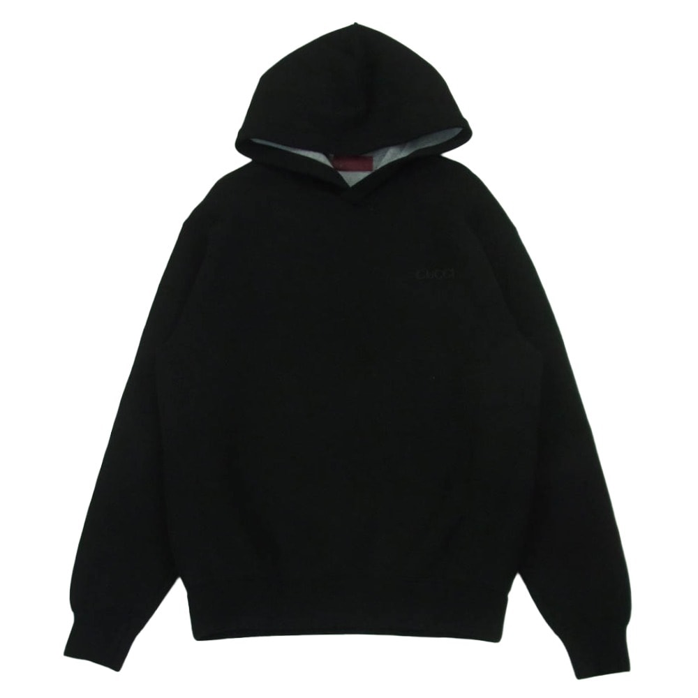 GUCCI グッチ 803973 XJGTW ヴィスコースジャージー ロゴエンブロイダリー フーデッド スウェットシャツ プルオーバー パーカー ブラック系 S【中古】