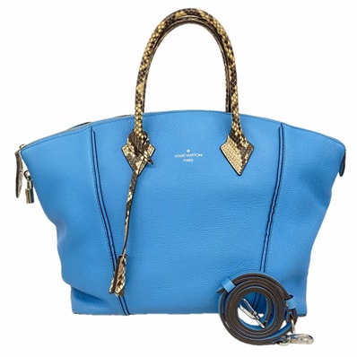 【6de5783-k】ルイヴィトン ハンドバッグ パルナセア ロックイットMM N91813 パイソン ブルー 2wayバッグ【中古】レディース