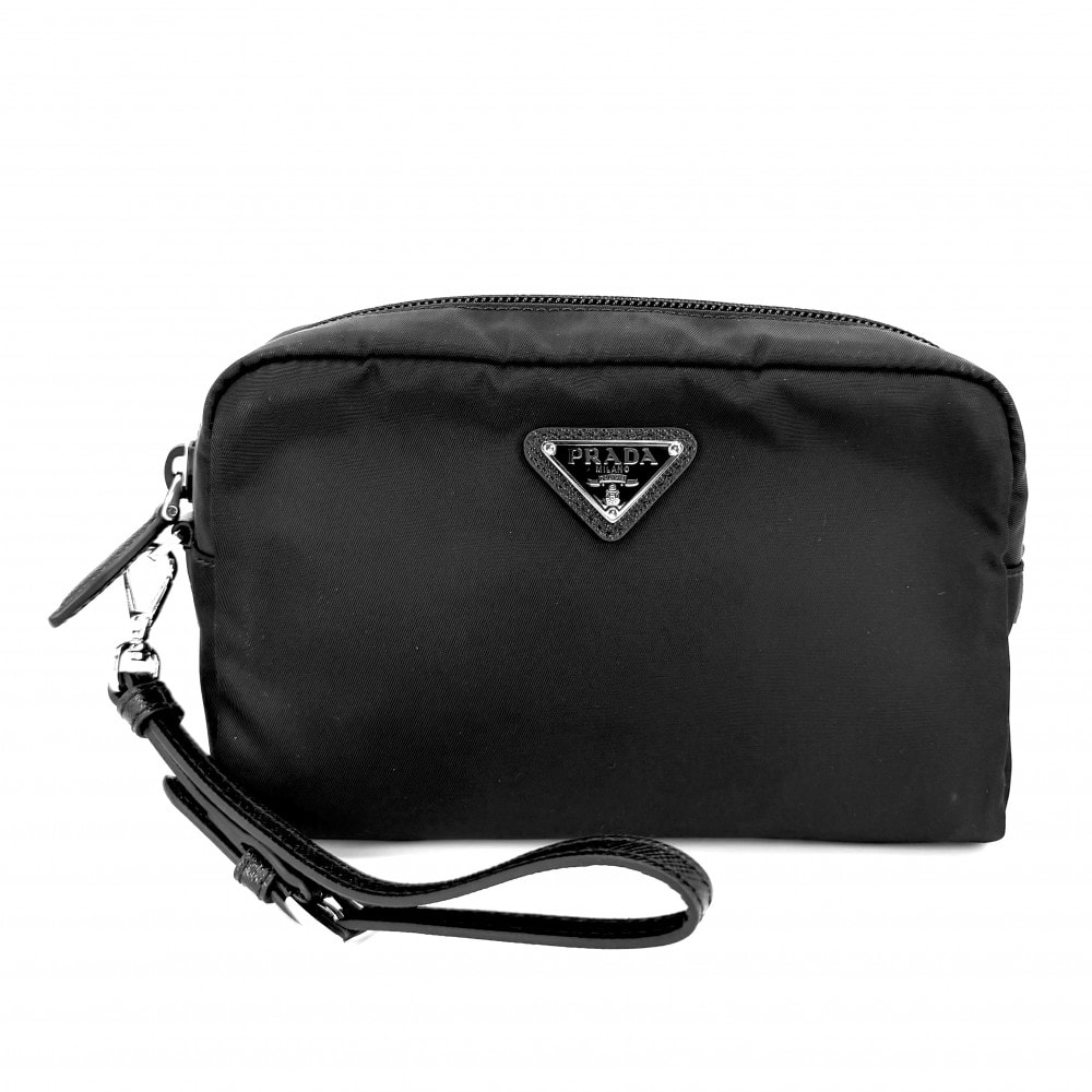 PRADA 프라다 파우치 스몰 리-나일론 파우치 1NS021 나일론 블랙 블랙 실버 하드웨어 여성용 아름다운 아이템 [중고]