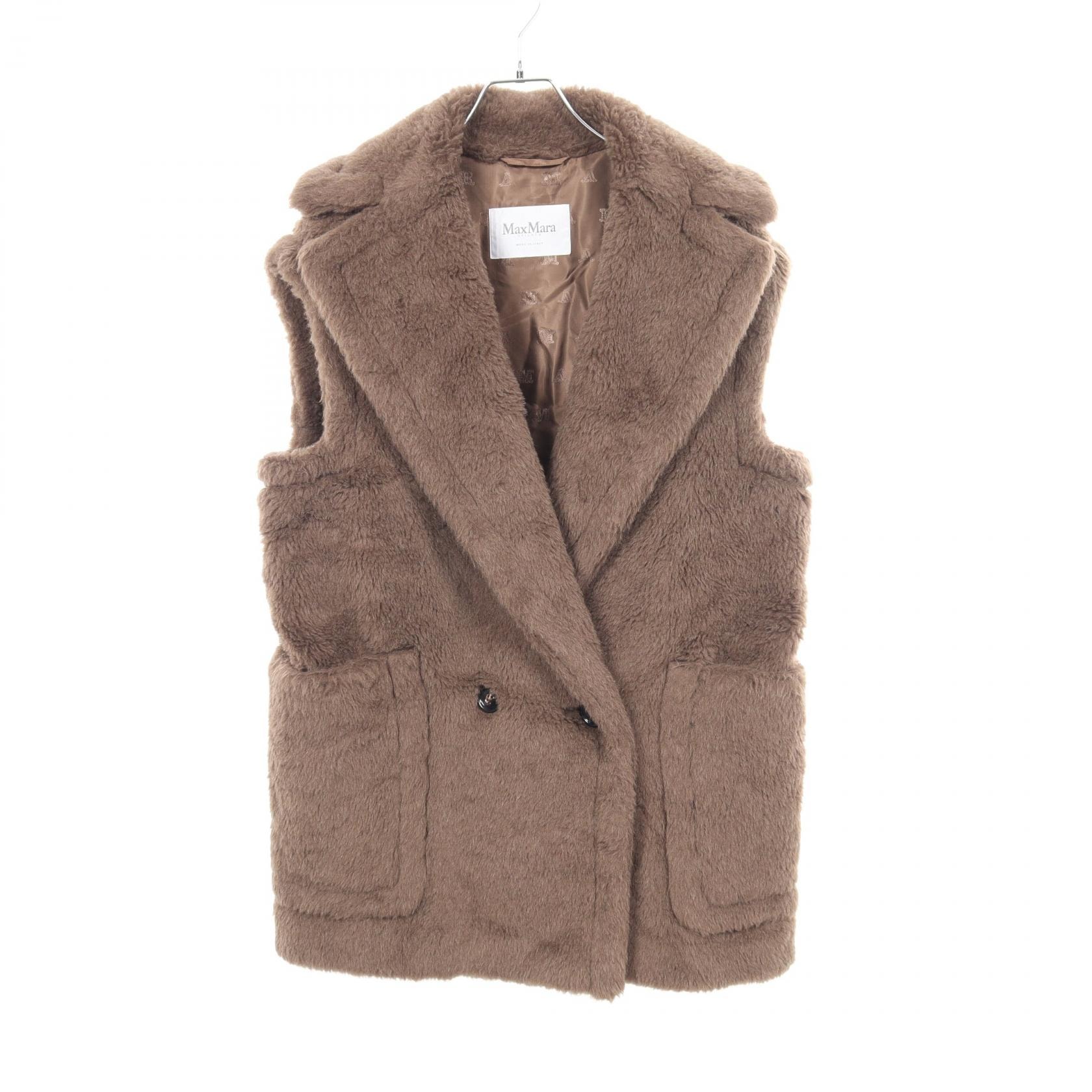 マックスマーラ MAX MARA BORMIDA テディベア ジレ ベスト 衣料品 トップス ウール シルク アルパカ レディース ブラウン系 25212762536 【中古】