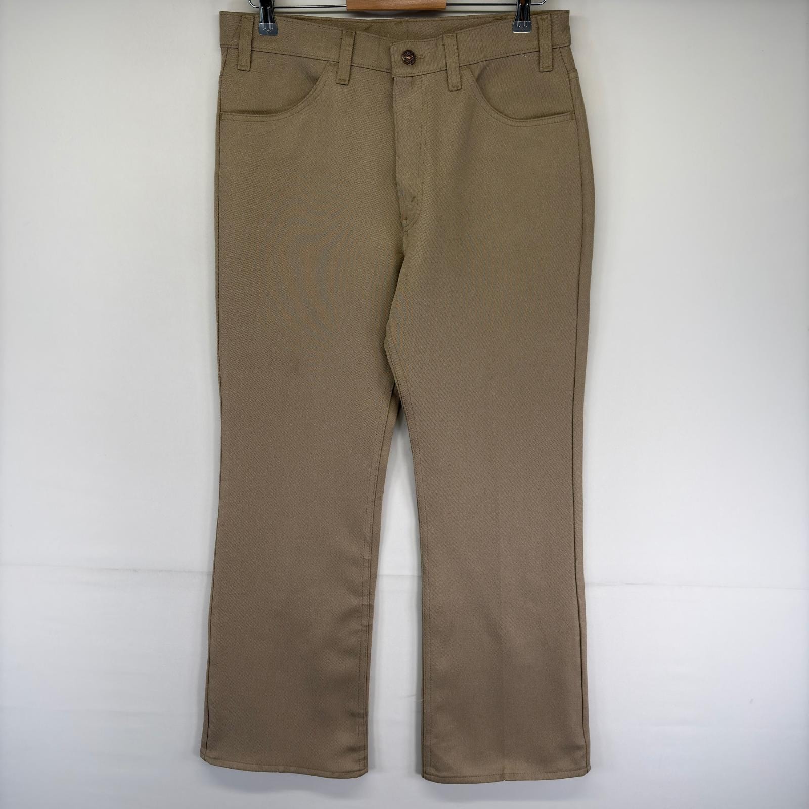 古着 リーバイス Levi's パンツ スラックス ブーツカット フレア ジップ ポリエステルパンツ タロンジップ w36 L30  ベージュ系 メンズ