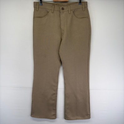古着 リーバイス Levi's パンツ スラックス ブーツカット フレア ジップ ポリエステルパンツ タロンジップ w36 L30 ベージュ系 メンズ