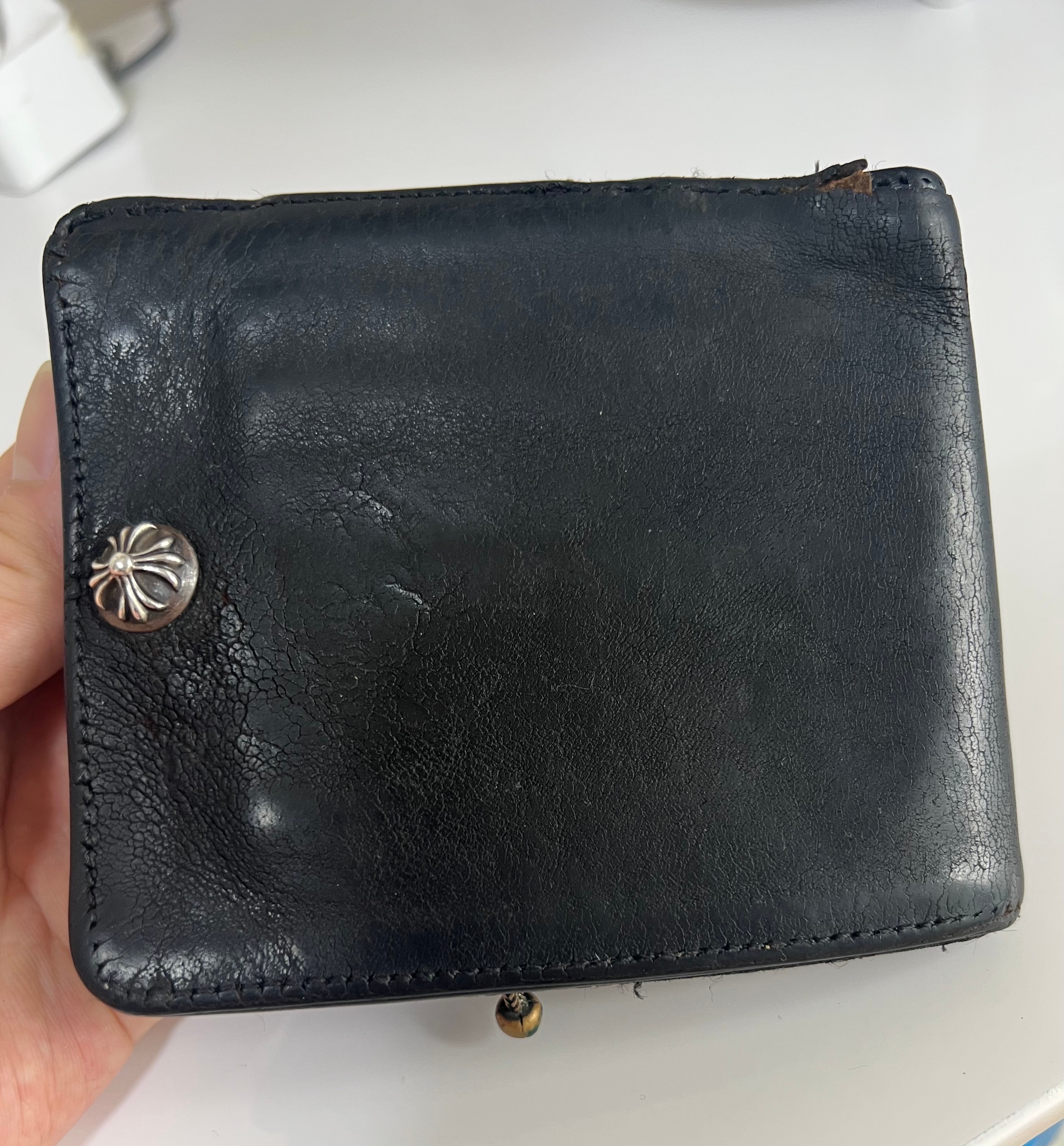 Chrome Hearts 1-Snap Cross Button Wallet "Black"