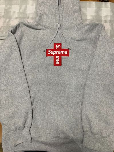 Supreme Cross Box Logo Hooded Sweatshirt "Grey"